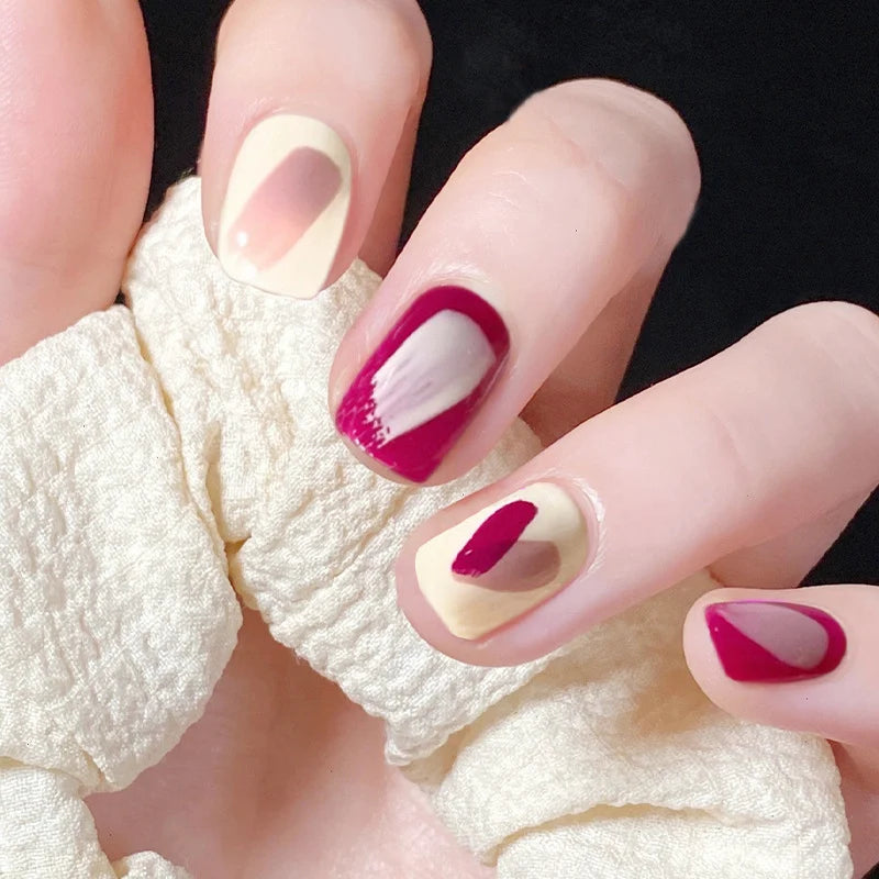 Press-On Nails Leaf Design Easy-Apply & Reusable