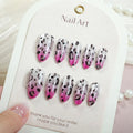 Press-On Nails Leopard Print Pink Gradient Easy Application