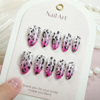 Press-On Nails Leopard Print Pink Gradient Easy Application