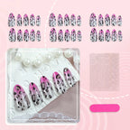 Press-On Nails Leopard Print Pink Gradient Easy Application