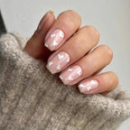 Press-On Nails Light Blue Heart Motif Comfortable Fit