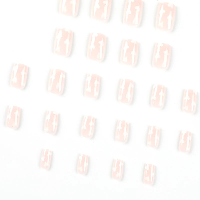 Press-On Nails Light Blue Heart Motif Comfortable Fit