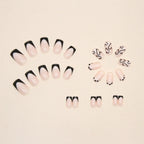 Press-On Nails Light Blue Heart Ombre Black Tips
