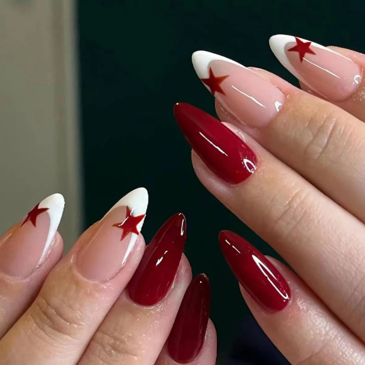 Press-On Nails Light Blue Star Design Includes Glue