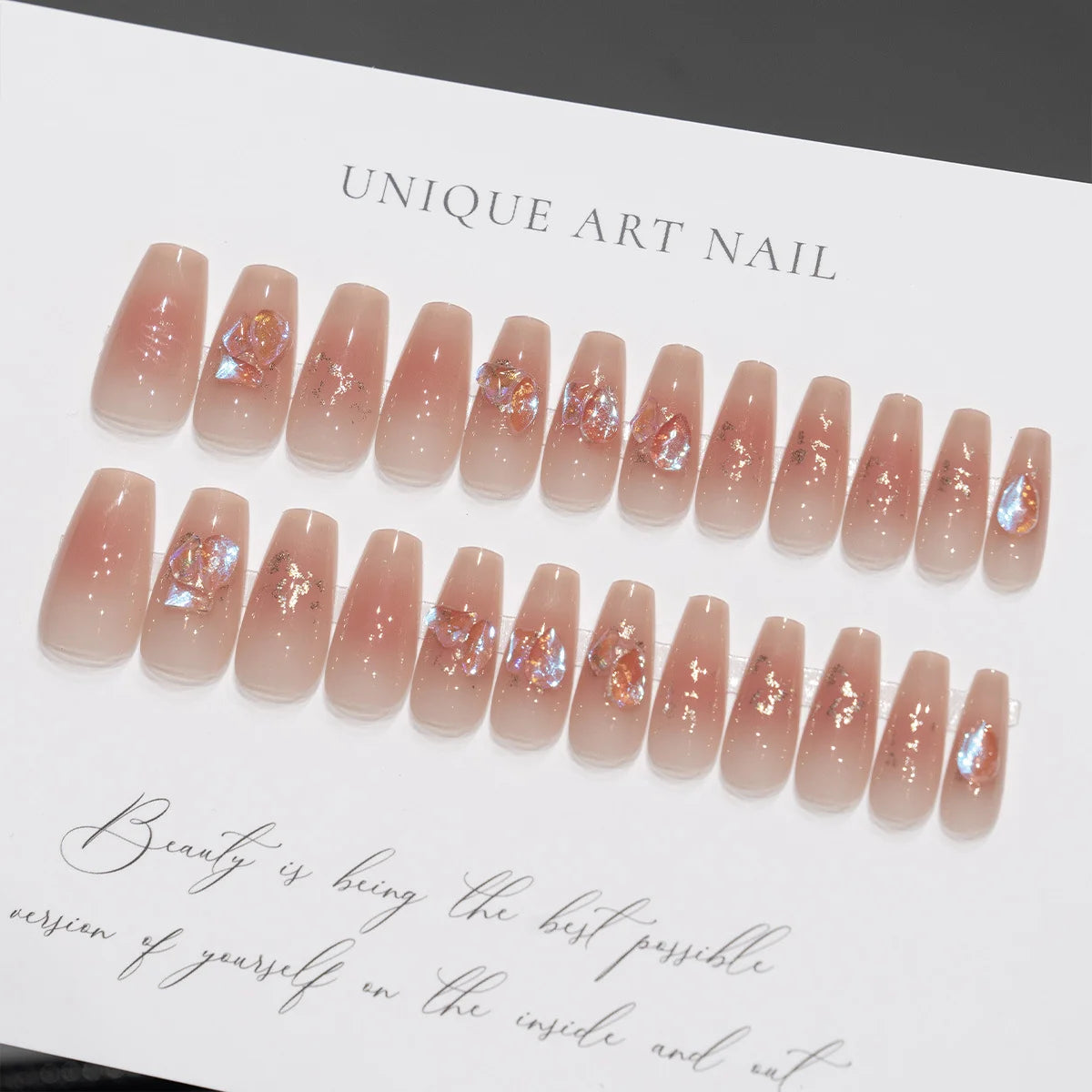 Press-On Nails Long Abstract Floral Easy Application