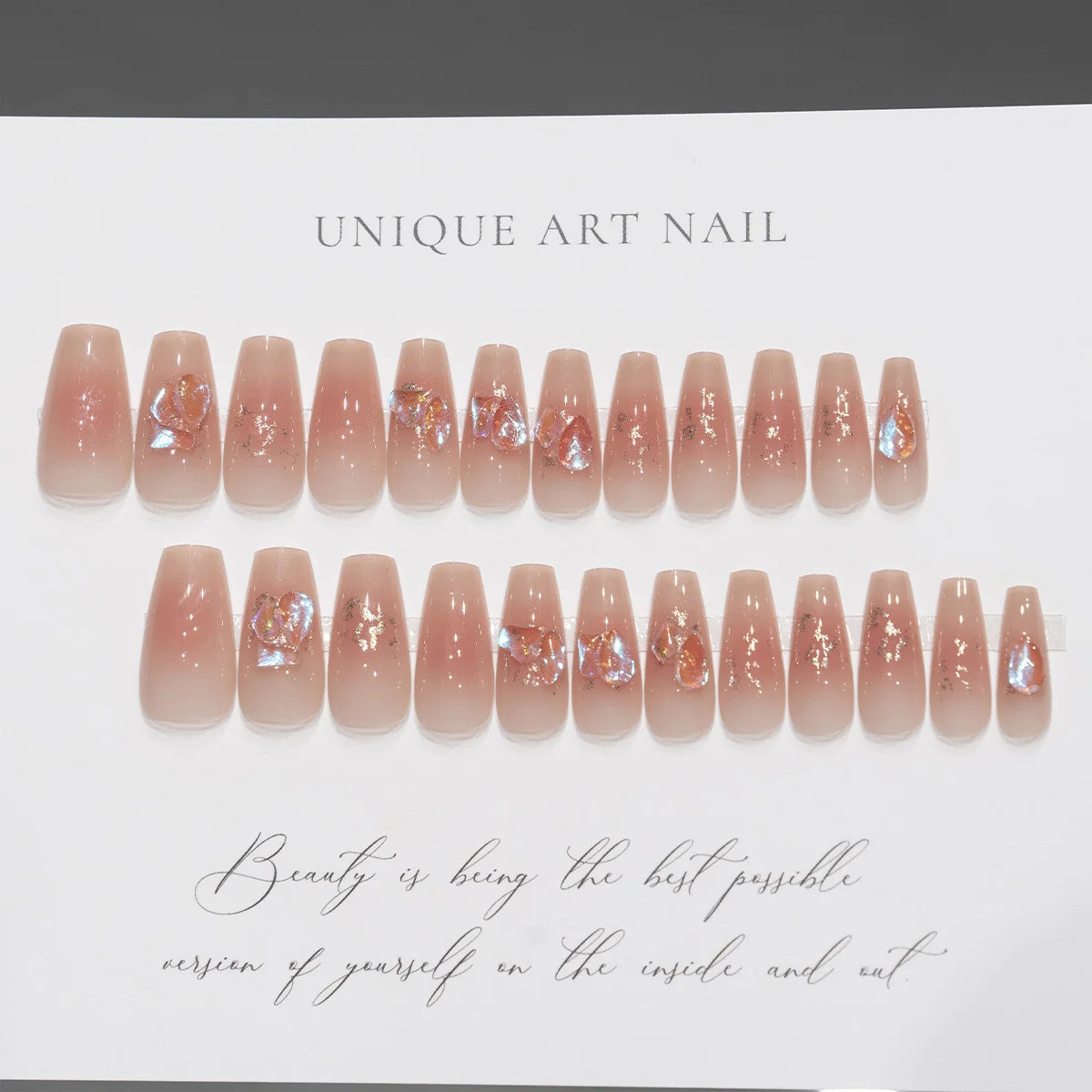 Press-On Nails Long Abstract Floral Easy Application