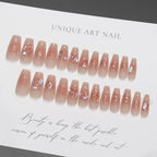 Press-On Nails Long Abstract Floral Easy Application