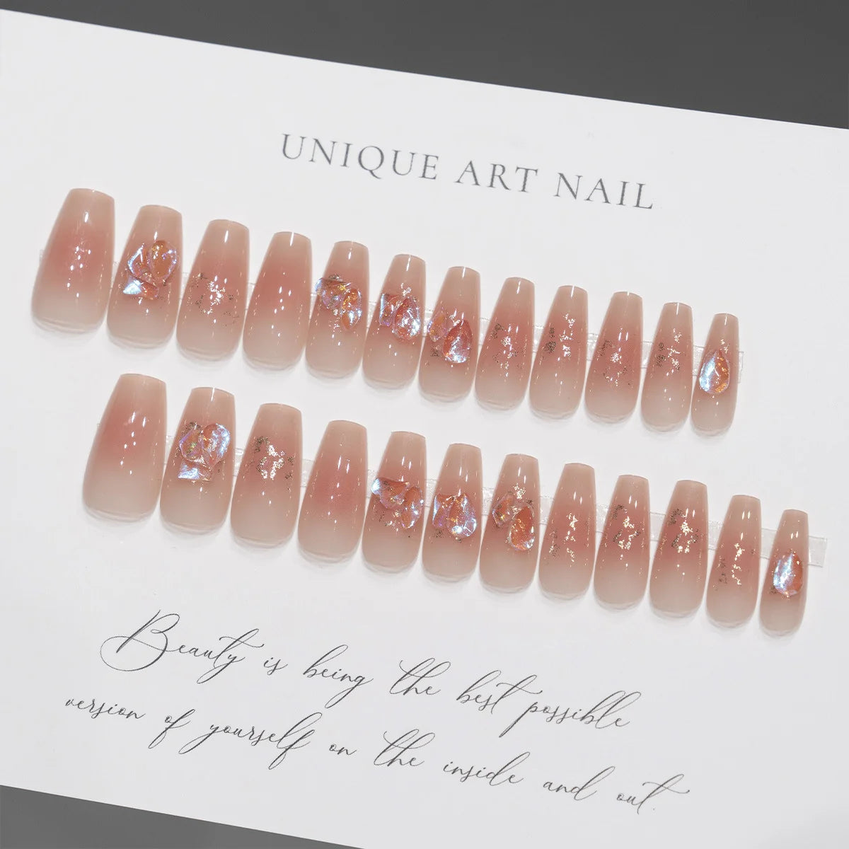 Press-On Nails Long Abstract Floral Easy Application