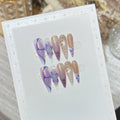 Press-On Nails Long Almond Floral Accent Reusable