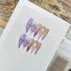 Press-On Nails Long Almond Floral Accent Reusable