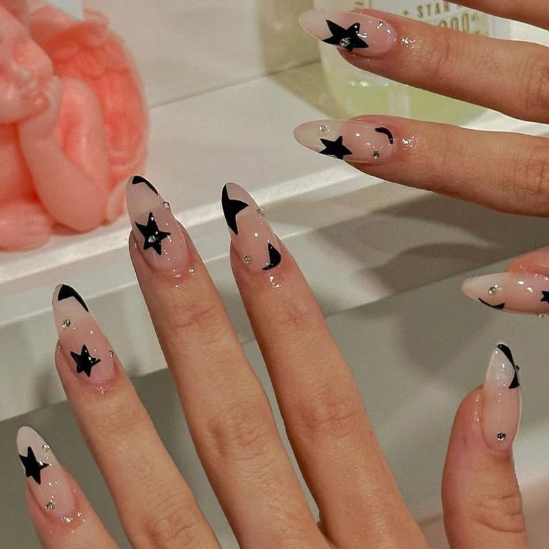 Press-On Nails Long Almond Pink Gradient Peel & Stick