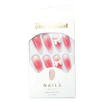 Press-On Nails Long Coffin Ombre Bow Glue-On