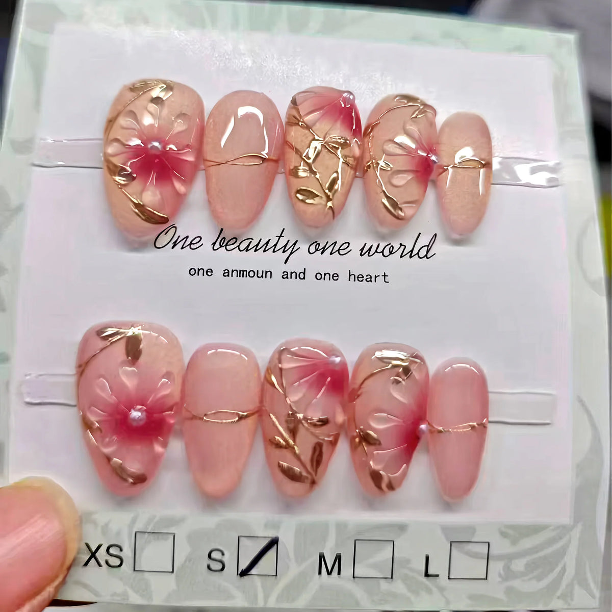 Press-On Nails Long-Lasting Floral Design Multi-Size