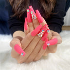Press-On Nails Long Matte Self-Adhesive Glitter & Heart Accents