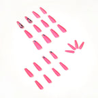Press-On Nails Long Matte Self-Adhesive Glitter & Heart Accents