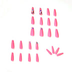 Press-On Nails Long Matte Self-Adhesive Glitter & Heart Accents