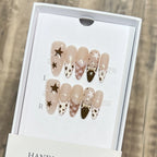 Press-On Nails Long Oval Artistic Designs & Reusable