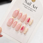 Press-On Nails Long Stiletto Floral & Pastel Yellow Reusable