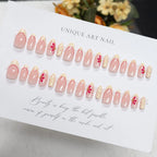 Press-On Nails Long Stiletto Floral & Pastel Yellow Reusable