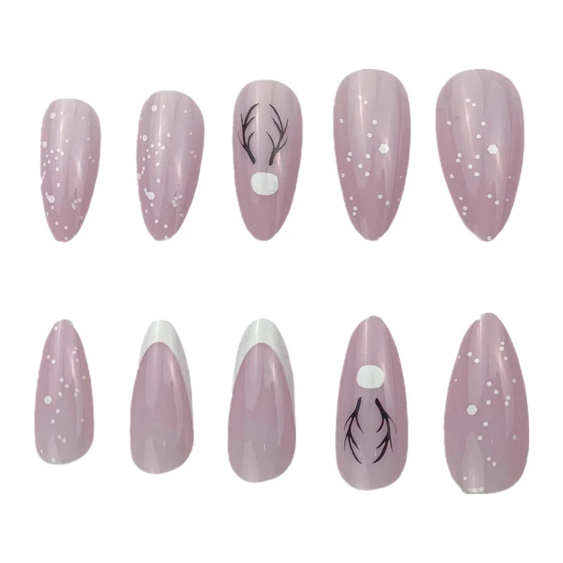 Press-On Nails Long Stiletto Hand-Painted Jelly Gel