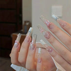 Press-On Nails Long Stiletto Intricate Designs Reusable