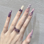 Press-On Nails Long Stiletto Purple Glue-On & Reusable
