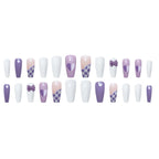 Press-On Nails Long Stiletto Purple Glue-On & Reusable