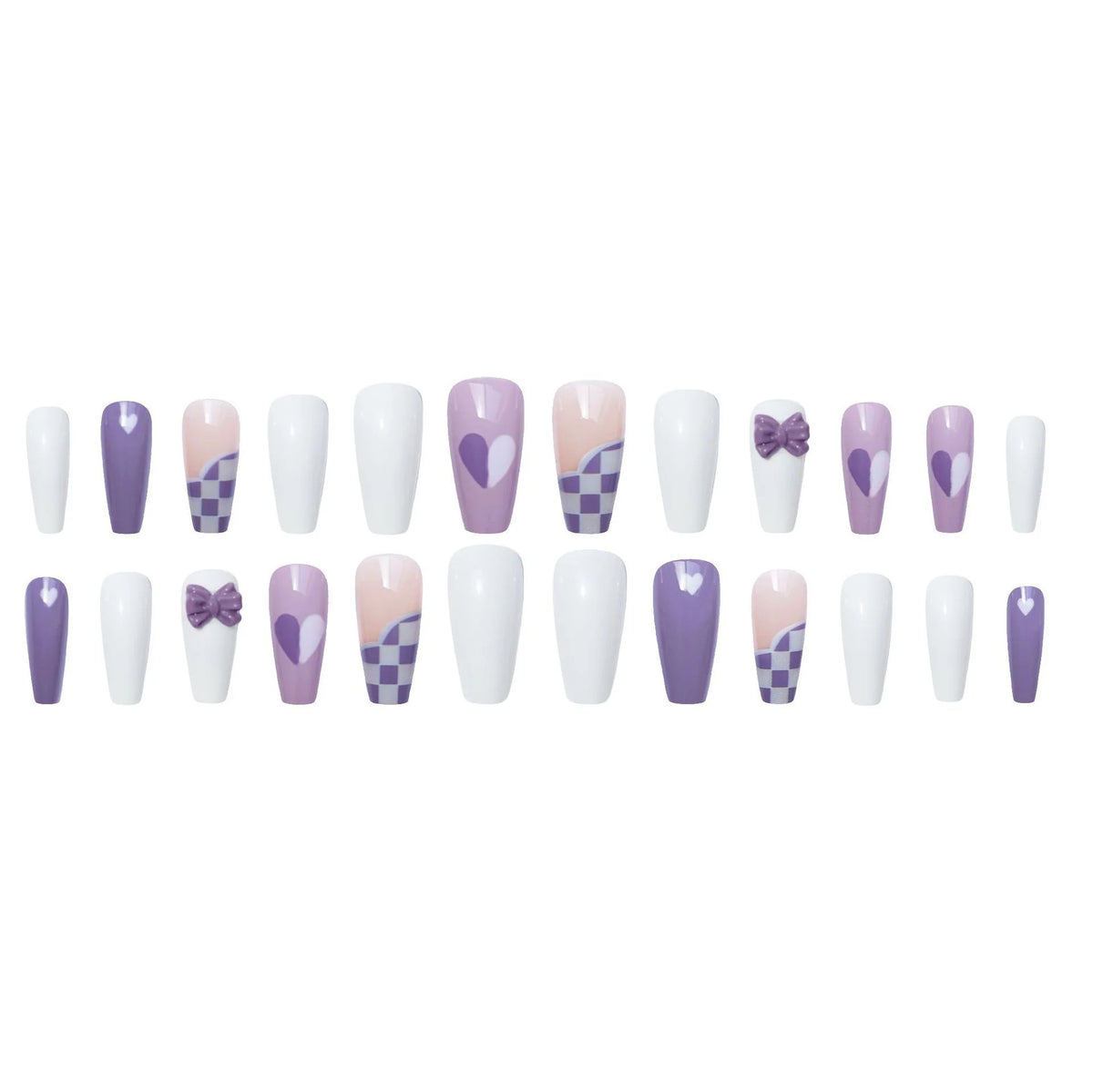 Press-On Nails Long Stiletto Purple Glue-On & Reusable