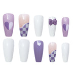 Press-On Nails Long Stiletto Purple Glue-On & Reusable