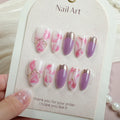 Press-On Nails Marble Design Peel & Stick Reusable