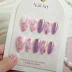 Press-On Nails Marble Design Peel & Stick Reusable
