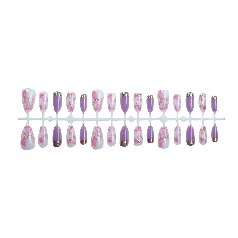 Press-On Nails Marble Design Peel & Stick Reusable