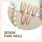Press-On Nails Marble Effect Reusable & Long-Lasting
