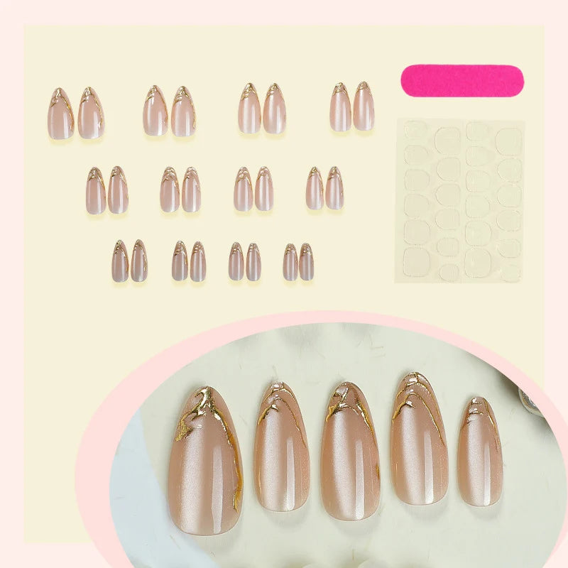 Press-On Nails Marble Effect Reusable & Long-Lasting