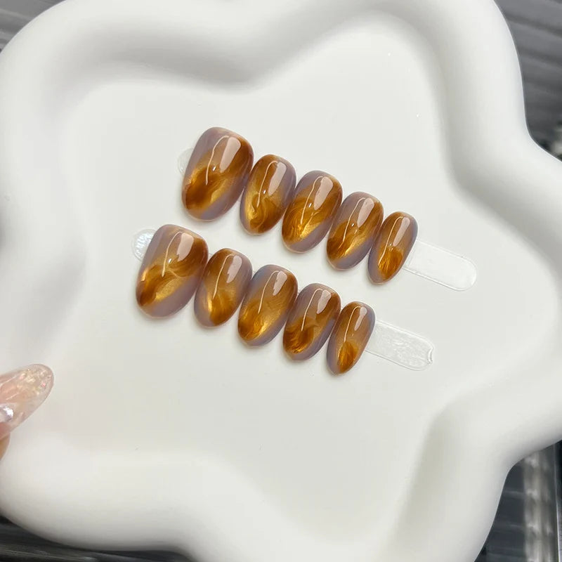 Press-On Nails Marble Pattern Reusable Adhesive Tabs