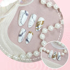 Press-On Nails Marble With Gold Accents & Self-Adhesive
