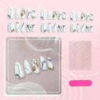Press-On Nails Marble With Gold Accents & Self-Adhesive