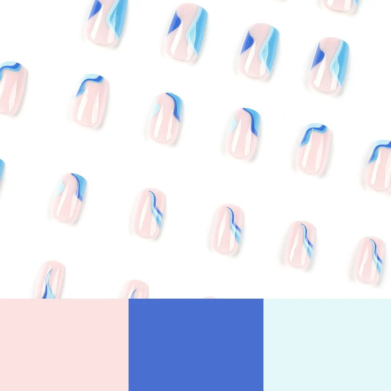 Press-On Nails Maritime Wave Durable & Skin-Friendly