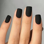 Press-On Nails Matte Black Pre-Applied Adhesive Set of 24