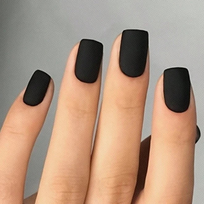 Press-On Nails Matte Black Pre-Applied Adhesive Set of 24