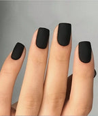 Press-On Nails Matte Black Pre-Applied Adhesive Set of 24