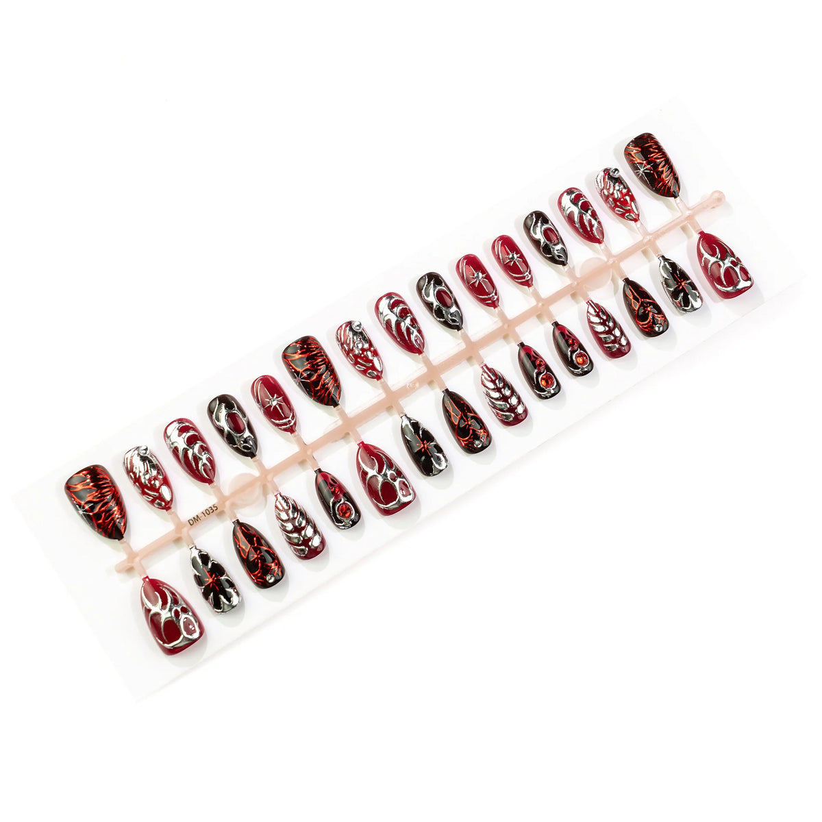 Press-On Nails Metallic Flame Easy Application