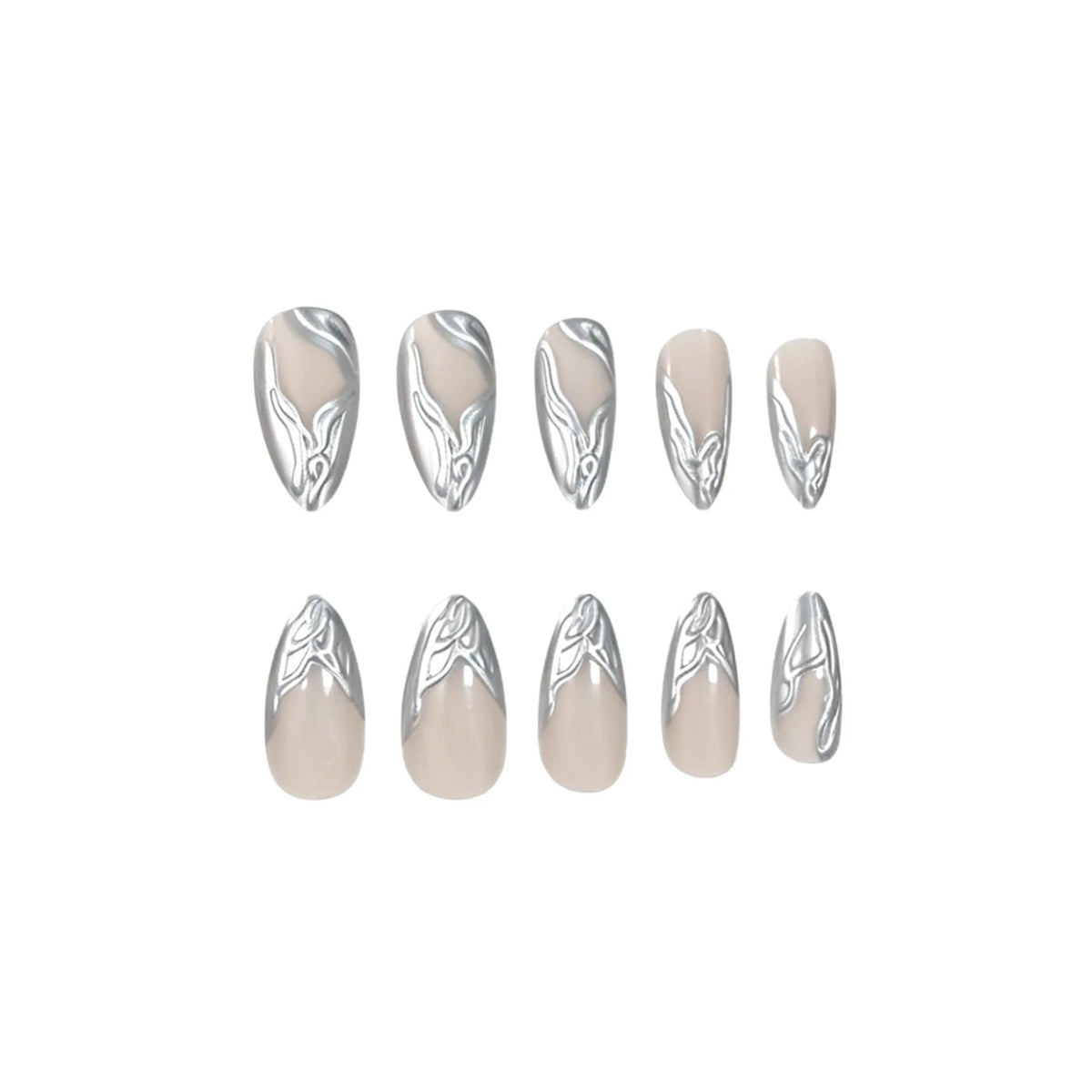 Press-On Nails Metallic Marble Set Of 24
