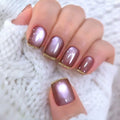 Press-On Nails Metallic Rose Gold Cat Eye Comfort Fit