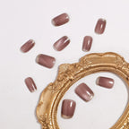 Press-On Nails Metallic Rose Gold Cat Eye Comfort Fit