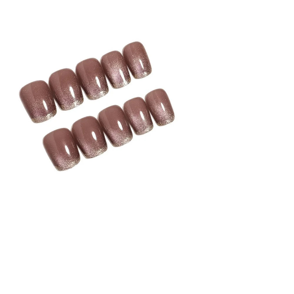 Press-On Nails Metallic Rose Gold Cat Eye Comfort Fit
