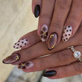 Press-On Nails Mixed Designs Gold Accents & Polka Dots Reusable