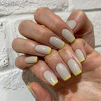 Press-On Nails Modern French-Tip Yellow Accent Easy Apply