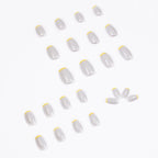 Press-On Nails Modern French-Tip Yellow Accent Easy Apply