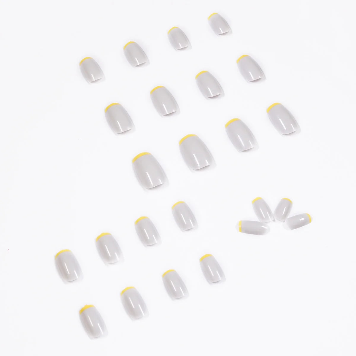 Press-On Nails Modern French-Tip Yellow Accent Easy Apply